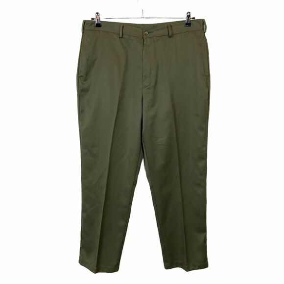 Tommy Hilfiger Pants Mens Size 38 X 30 Olive Green Flat Front Slash Pockets - Picture 1 of 12
